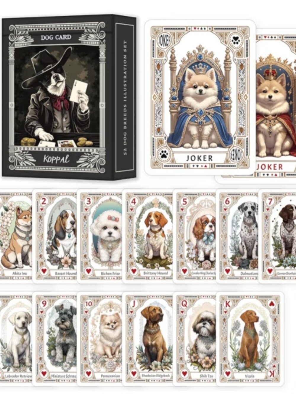 Poker Cards with Dog Breeds Images